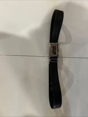 Milano Black PU Leather Belt with Rectangular Silver Buckle